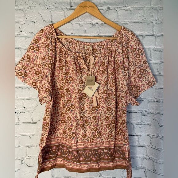 NWT Faherty Florence organic peasant top. Small - Picture 2 of 3